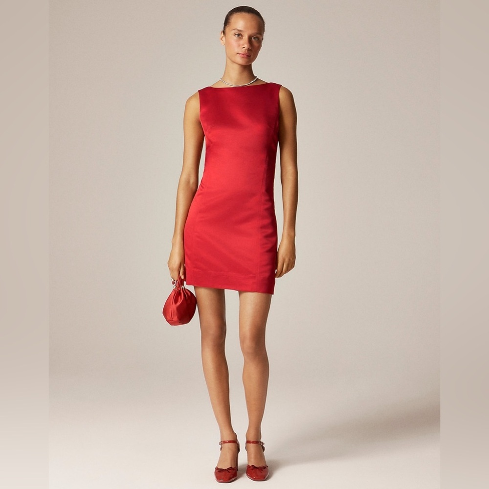 J Crew Collection scoopback mini dress in satin CP527